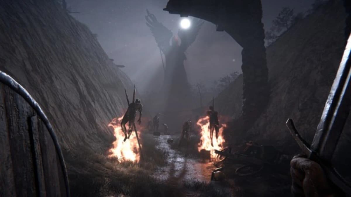 Village dans Tainted Grail, ambiance automnale et mystérieuse