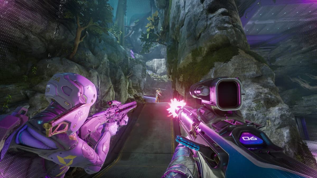 Un duel au cœur d'une nouvelle carte de Splitgate 2