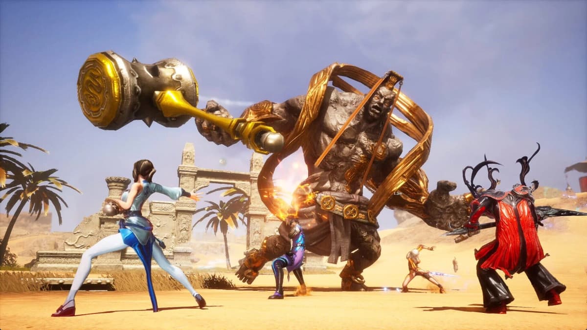 Combat intense entre deux personnages dans Blade & Soul NEO, effets de lumières dynamiques