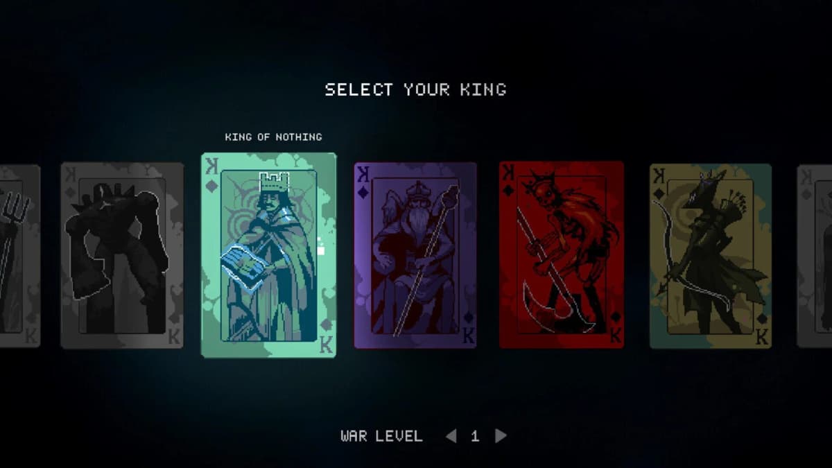 Interface de sélection des Rois et de leurs decks thématiques dans 9 Kings