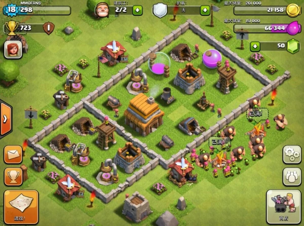 Scène humoristique avec des troupes de Clash of Clans dans une situation improbable.