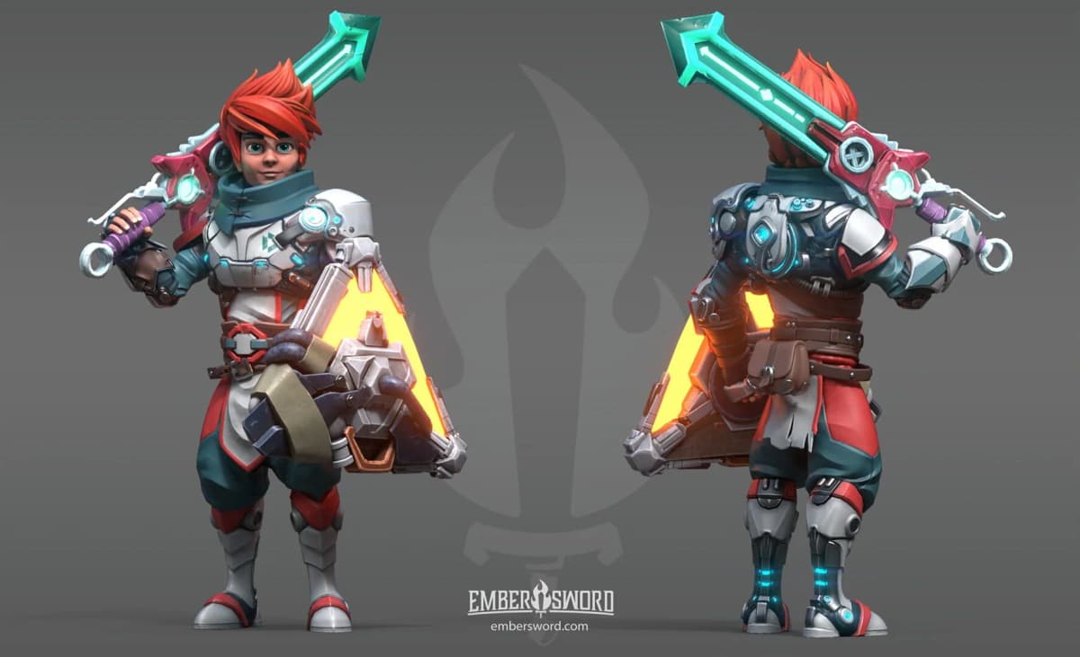 Scène dans Ember Sword, mettant en scène des avatars personnalisés explorant la carte du jeu.