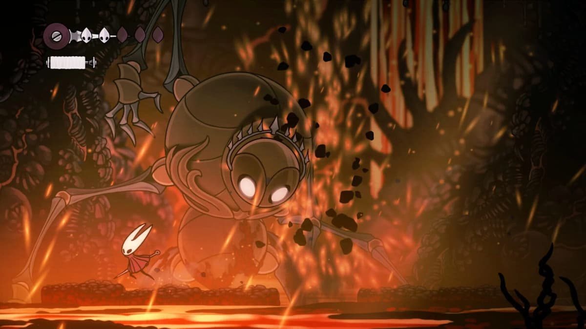 Combat de boss dans Hollow Knight Silksong, style Metroidvania