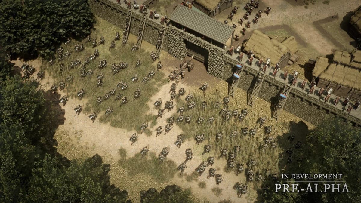 Vue aérienne d’une ville animée, joueurs affairés à diverses tâches – Anvil Empires