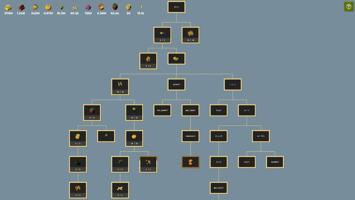 Screenshot from The Farmer Was Replaced