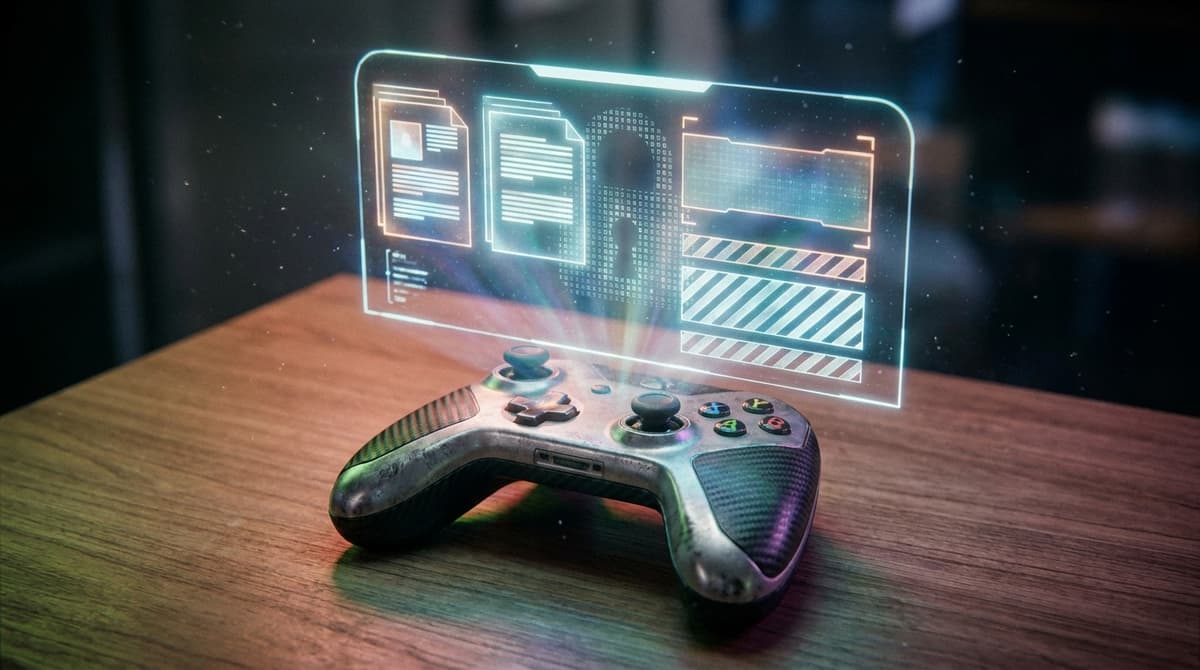 Ambiance : interface futuriste avec barrière de sécurité.