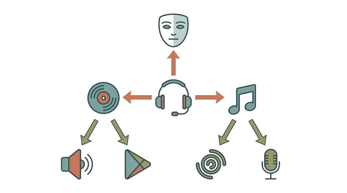 Diagram mapping how franchise identity elements connect (icons only).