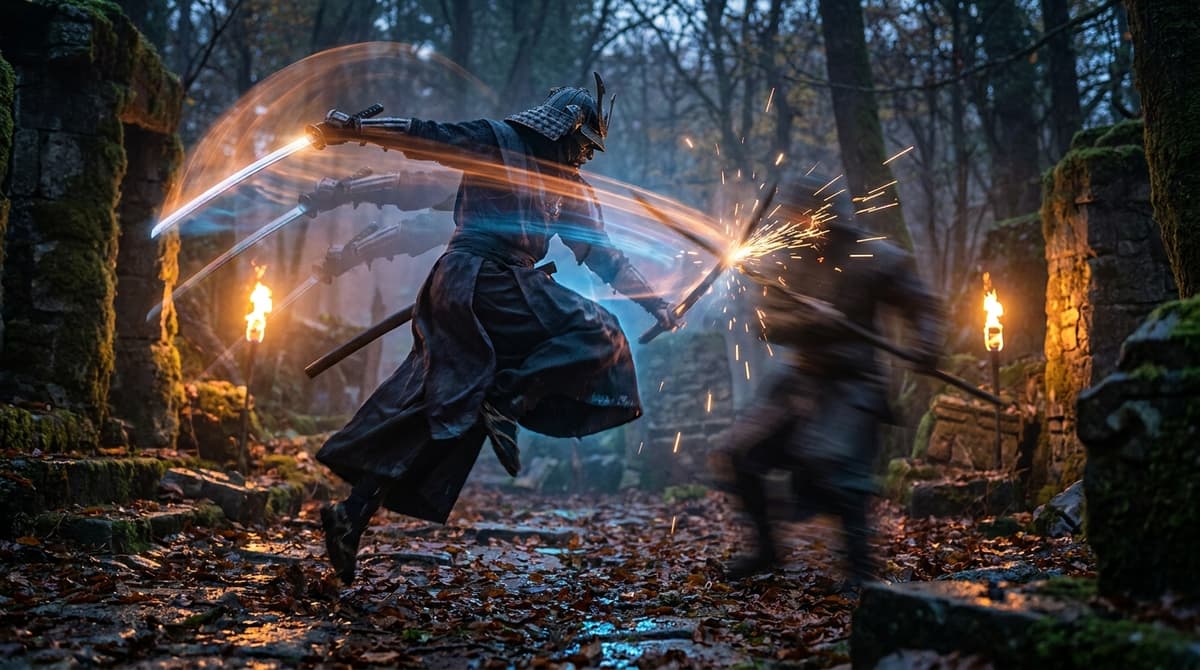 Generic combat action visual emphasizing smooth motion