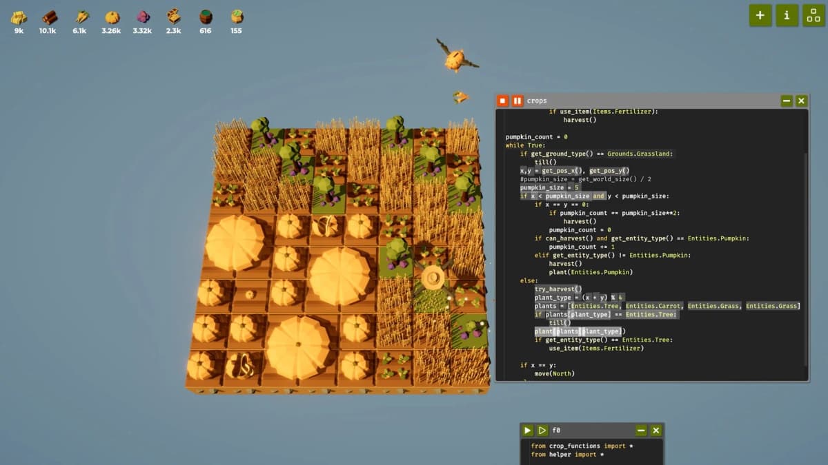 Screenshot from The Farmer Was Replaced