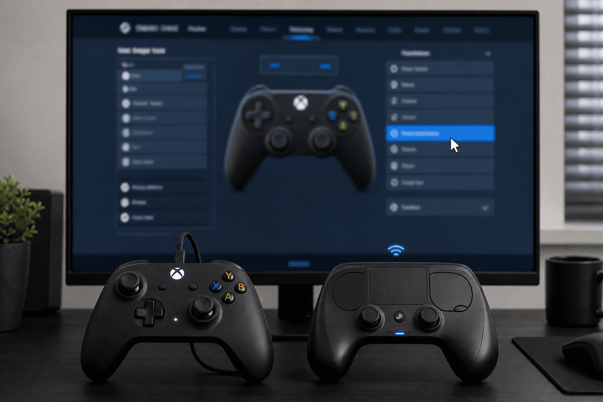 PC-side mapping and profile selection for correcting wrong button prompts.